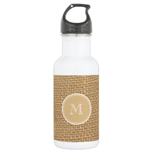 Rustikales Leinwand-Hintergrund-Monogramm Trinkflasche