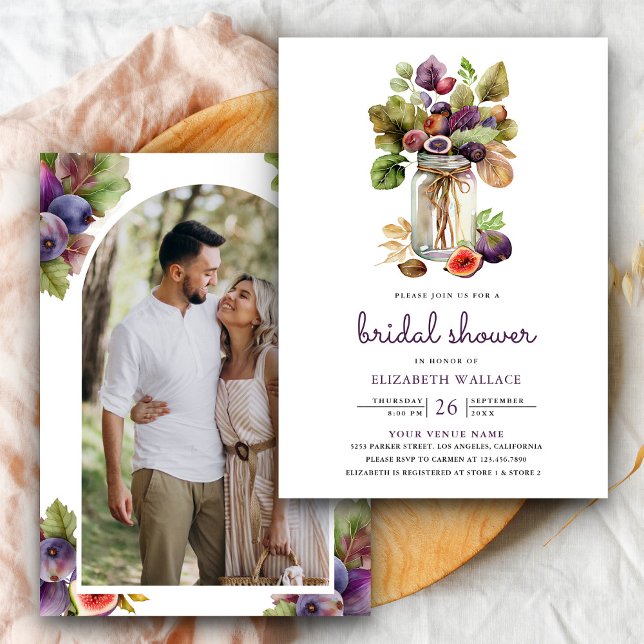 Rustikales Lila Fig Mason Jar Foto Brautparty Einladung (Von Creator hochgeladen)
