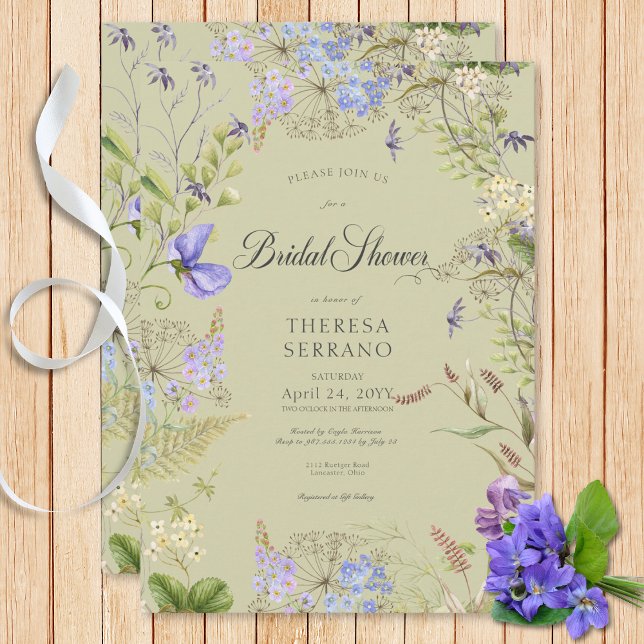 Rustikales Lila Sage Wildblume Sage Brautparty Einladung (Rustic Purple Sage Wildflower Sage Bridal Shower Invitation)