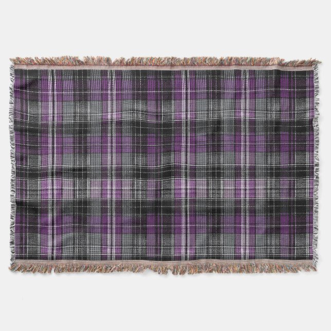 Rustikales lila schwarzes Tartan-Muster Decke (Vorderseite)