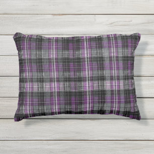 Rustikales lila schwarzes Tartan-Muster Kissen Für Draußen