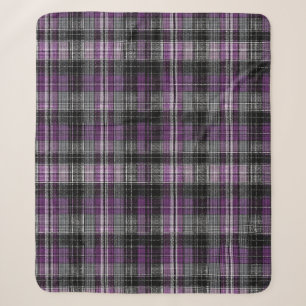 Rustikales lila schwarzes Tartan-Muster Sherpadecke