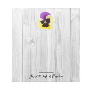 Rustikales Lila und gelbes Pansy Notepad Notizblock