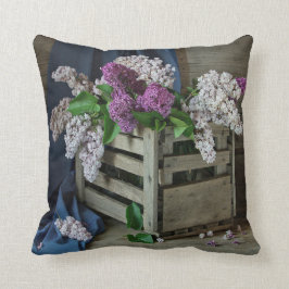 Rustikales Lila und weißes Lilacs Blumenkohl Foto Kissen