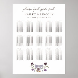Rustikales Lilac Bow Floral Wedding Chart Poster