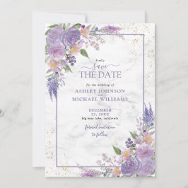 Rustikales Lilac Lavender Gold Foto Save the Date