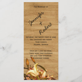 Rustikales Lily Watercolor Hochzeitsprogramm Programm