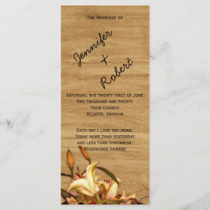 Rustikales Lily Watercolor Hochzeitsprogramm Programm