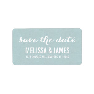 Rustikales Linen Script Save the Date Adressaufkleber