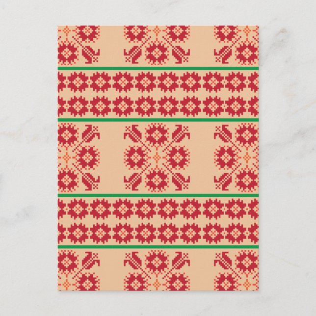 Rustikales, litauisches Design der orangefarbenen  Postkarte (Vorderseite)