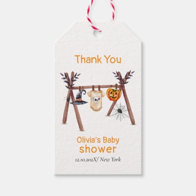 Rustikales Little Boo Halloween Kleiderständer Kin Geschenkanhänger (Vorderseite)