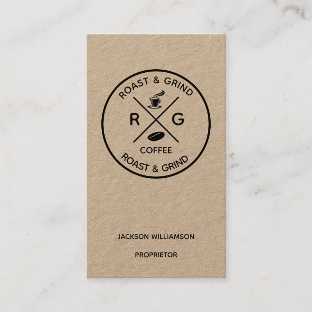 Rustikales Logo auf Trends |Artisan Coffee Company Visitenkarte (Vorderseite)