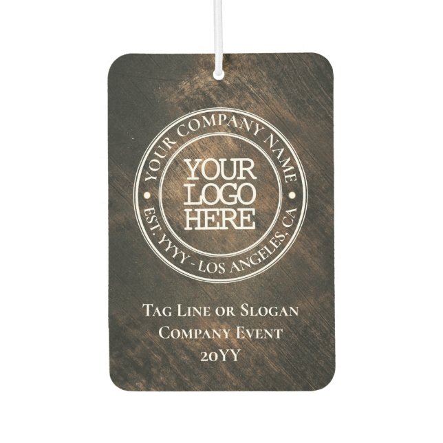 Rustikales Logo für die Werbung mit weißem Holz Autolufterfrischer (Vorderseite)