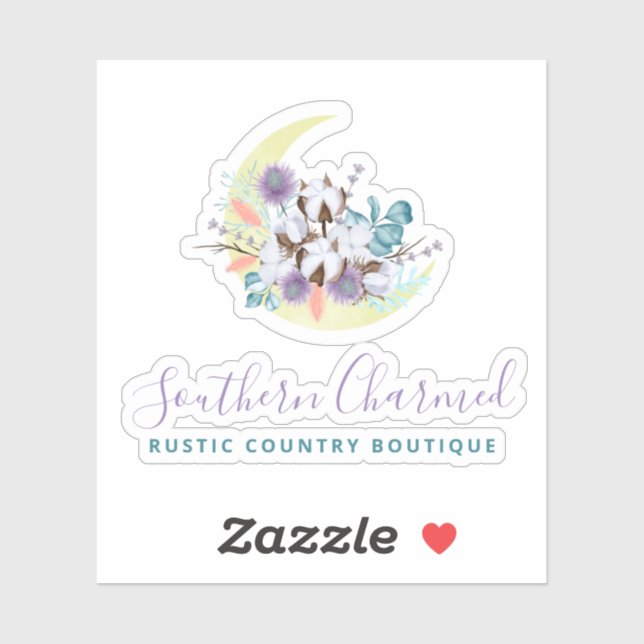 Rustikales Logo für Südländer Baumwollflorenmoon Aufkleber (Blatt)