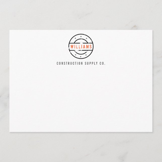 Rustikales Logo-Personalisiert Flat-Notecard Mitteilungskarte (Vorderseite)