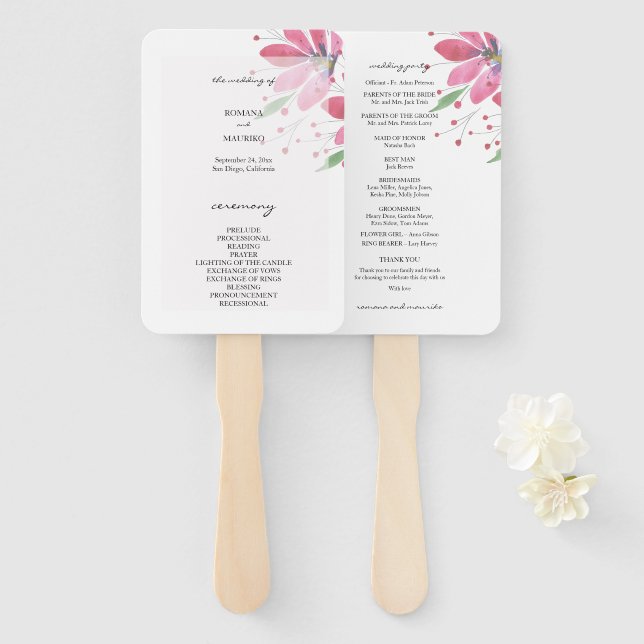 Rustikales Lotus Watercolor Handgemäldesprogramm Fächer (Vorne und Hinten)