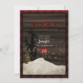 Rustikales Lumberjack Buffalo Kariert Stag Baby Du Einladung