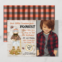 Rustikales Lumberjack Foto Einladungen