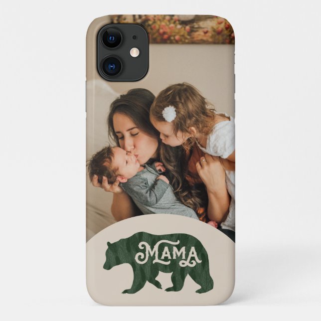 Rustikales Mama Bear Silhouette Foto Case-Mate iPhone Hülle (Rückseite)