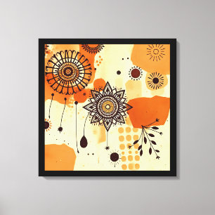 Rustikales Mandala Herbst Warme Blumenbeete Leinwanddruck