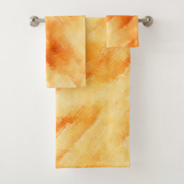 Rustikales Mango-Gelb wie strukturierte Malerei Badhandtuch Set