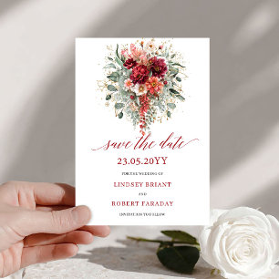 Rustikales Marineblau Herbstgold Florales "Save th Save The Date