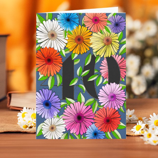 Rustikales Marineblau Personalisiert 40. Geburtsta Karte (Von Creator hochgeladen)