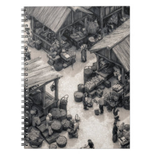 Rustikales Marktbild Sepia-Notebook Notizblock