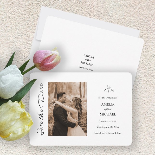 Rustikales Maroon-Foto Hochzeit Speichern Sie die  (Rustic  Wedding Save The Date Card)
