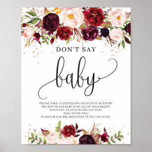 Rustikales Marsala burgundy sagt nicht, Babysignat Poster