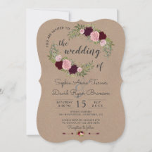 Rustikales Marsala Floral Craft Papier Hochzeit