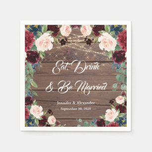 Rustikales Marsala Wedding Eat Drink & Be Verheira Serviette
