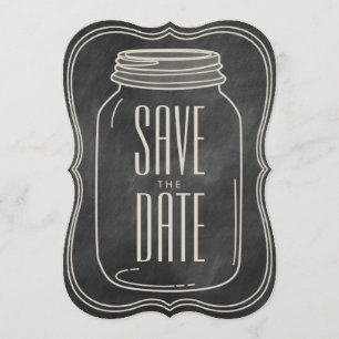 RUSTIKALES MASON-GLAS   KREIDETAFEL SAVE THE DATE