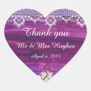 Rustikales Mason Glas mit Blume Hochzeit danke Herz-Aufkleber