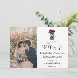 Rustikales Mason Jar Monogramm Foto elegant Hochze Einladung