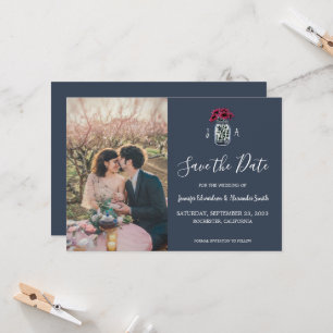 Rustikales Mason jar Monogramm Foto Save the Date Einladung