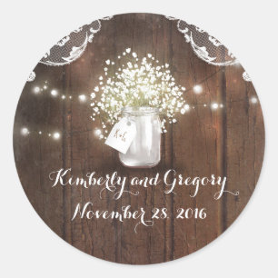 Rustikales Maurer-Glas beleuchtet Runder Aufkleber