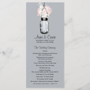 Rustikales Maurer-Glas-und Wildblume-Programm Programm