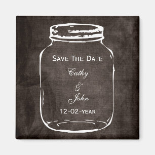 rustikales Maurerglas, das Save the Date wedding Magnet