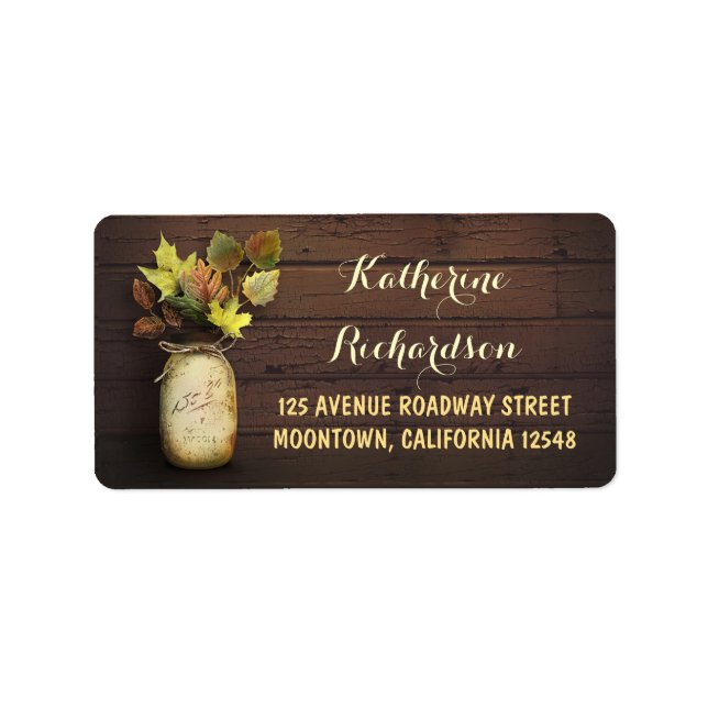 Rustikales Maurerkirschen und Herbstlaube Adressaufkleber (Vorne)