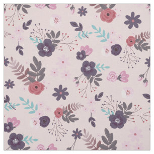 Rustikales Mauve Pink & Plum Floral Trenddesign Stoff
