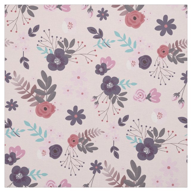 Rustikales Mauve Pink & Plum Floral Trenddesign Stoff (Muster)