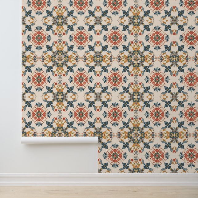 Rustikales mediterranes Blumenmuster Tapete (Anwendung)