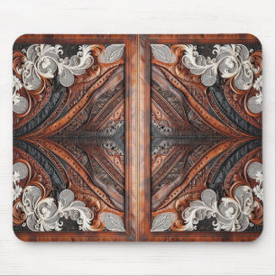 Rustikales Mehrfarbenleder und elegante Spitzen Mousepad