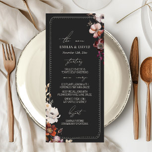 Rustikales Menü für Anemone Hand Drawn Border Gray Menükarte