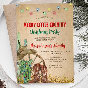 Rustikales Merry Little Country Cowboy Weihnachtsf Einladung