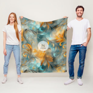 Rustikales Metallic Paisley Abstrakt - Vintag Insp Fleecedecke