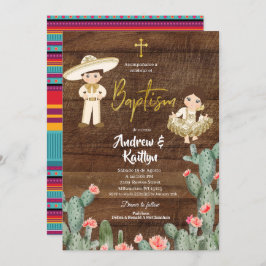 Rustikales mexikanisches Gold Charro Boy Girl Twin Einladung