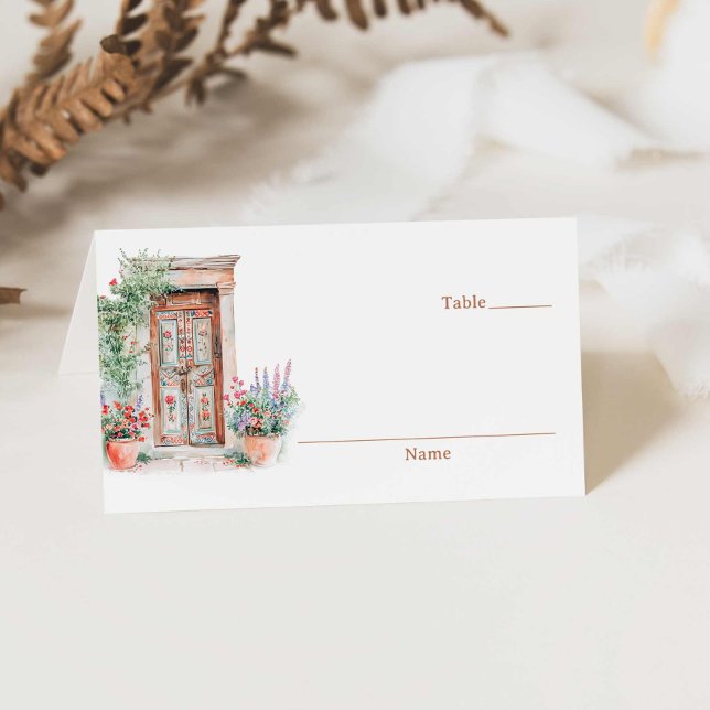 Rustikales Mexiko Terracotta Wedding geklappt Platzkarte (Rustic Wedding Place Card)