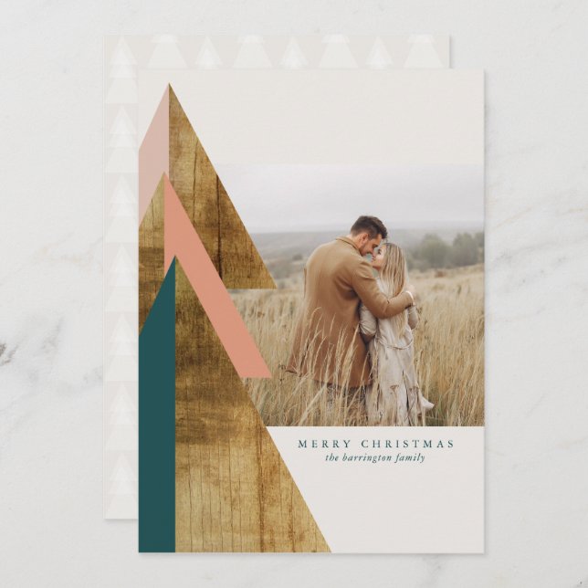 Rustikales Minimal Weihnachtsbaum Foto Weihnachten Karte (Vorne/Hinten)